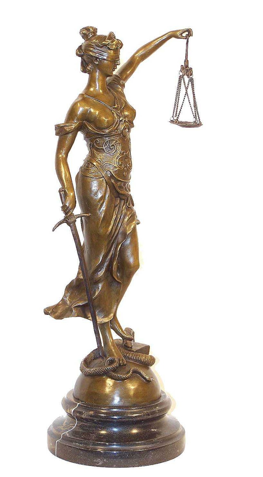 Kunst & Ambiente Grose Justitia Bronzefigur - Skulptur Mit Schwert + Waage - Signiert Clearance