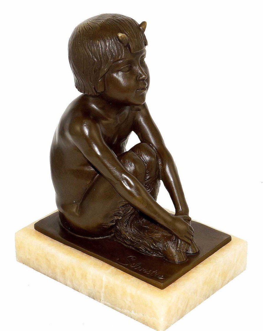 Kunst & Ambiente Art Deco Skulptur - Un Faune Assis (1930) - Satyr / Faun - Paul Silvestre Clearance