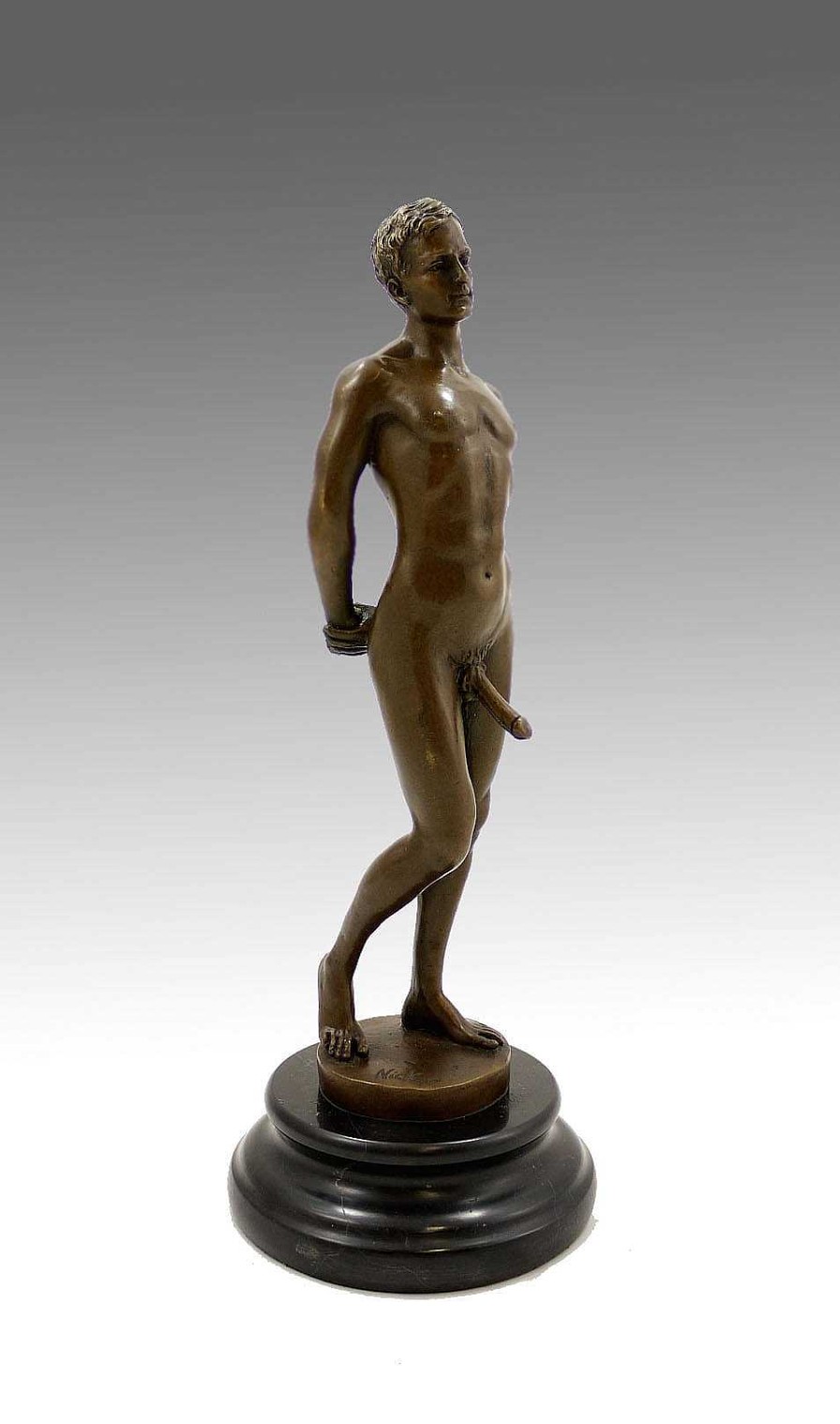 Kunst & Ambiente Erotik Bronze - Geiler Nackter Mann Mit Steifen Penis - M. Nick Wholesale