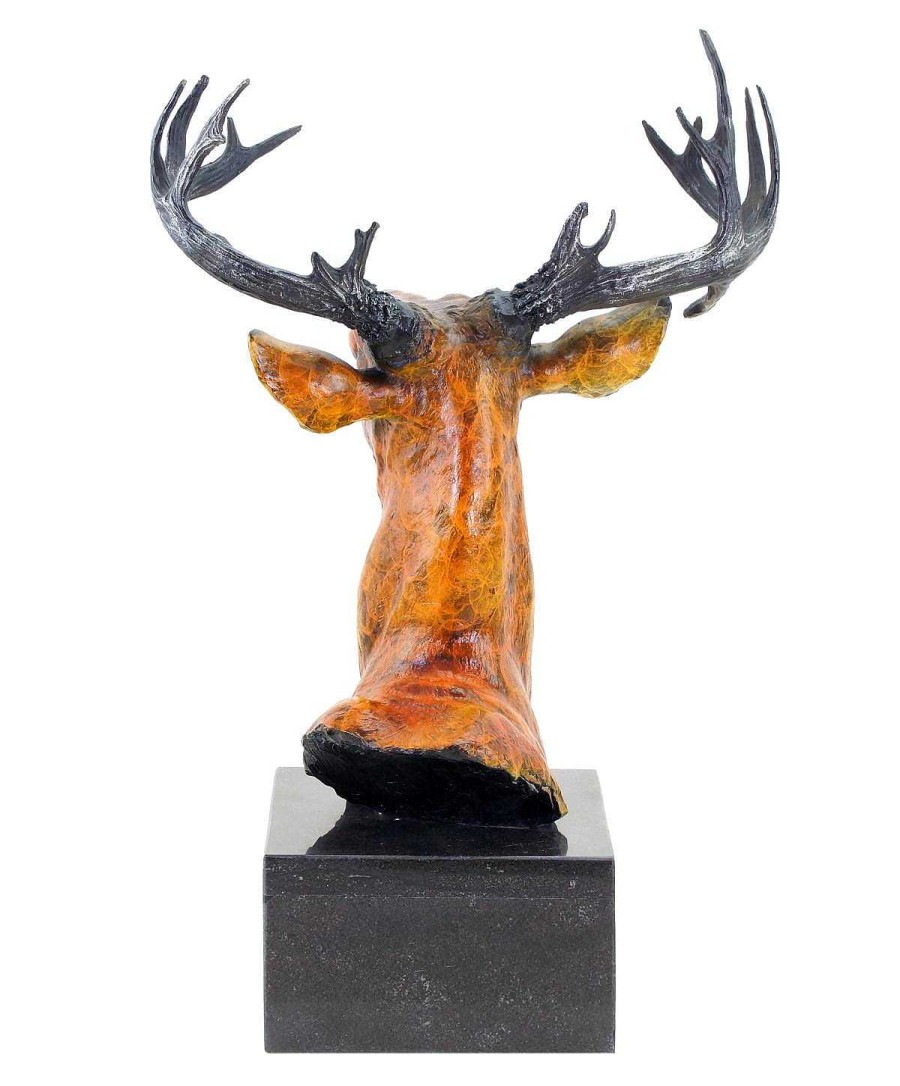 Kunst & Ambiente Grose Hirsch Buste - Bronzefigur Auf Marmor - Signiert Bonheur Clearance