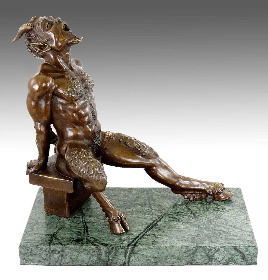 Miguel Fernando Lopez (Milo) Lusterner Faun - Erotische Bronzefigur Auf Marmor - Signiert Milo Wholesale