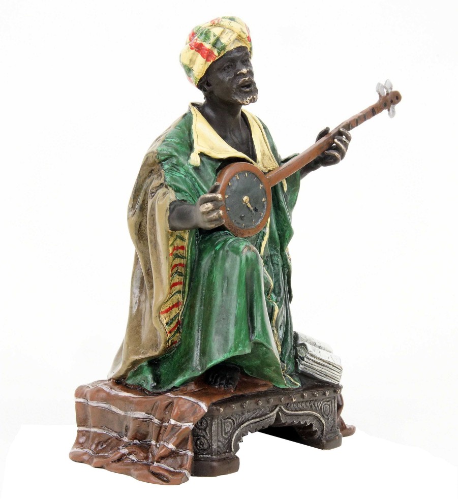 Franz Bergmann Wiener Bronze Figur - Araber Mit Laute - Musiker Skulptur - Bergmann Online