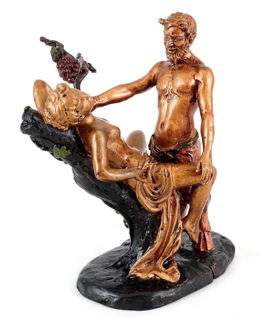 Kunst & Ambiente Erotische Wiener Bronze - Liebestoller Faun / Satyr - 2 Tlg. - 100 % Bronze Online