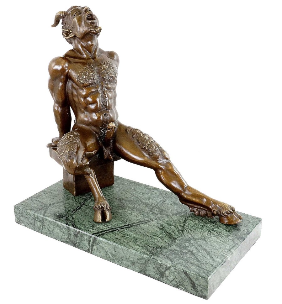 Miguel Fernando Lopez (Milo) Lusterner Faun - Erotische Bronzefigur Auf Marmor - Signiert Milo New