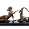 Kunst & Ambiente Weiblicher Akt Mit Gazelle - Art Deco Bronze - M. Bouraine Online