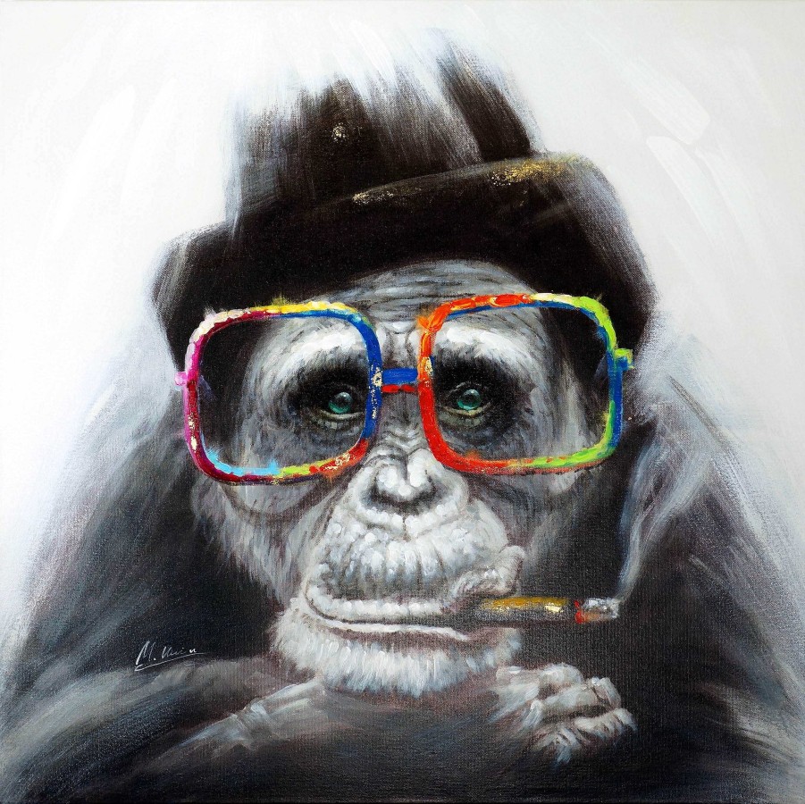 Martin Klein Smoking Monkey Witziges Tierbild Martin Klein Handgemalt Hot