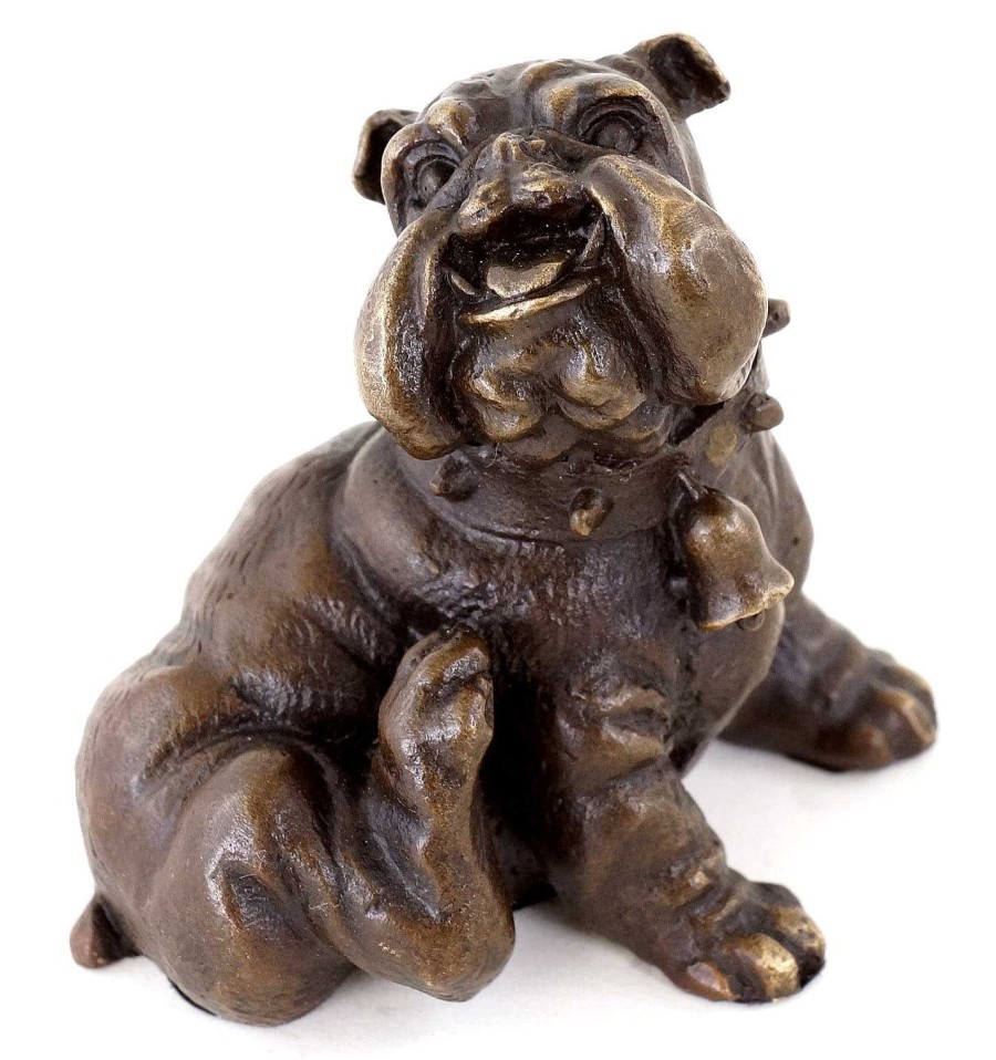 Kunst & Ambiente Tierbronze - Kratzende Englische Bulldogge - Wiener Bronze New