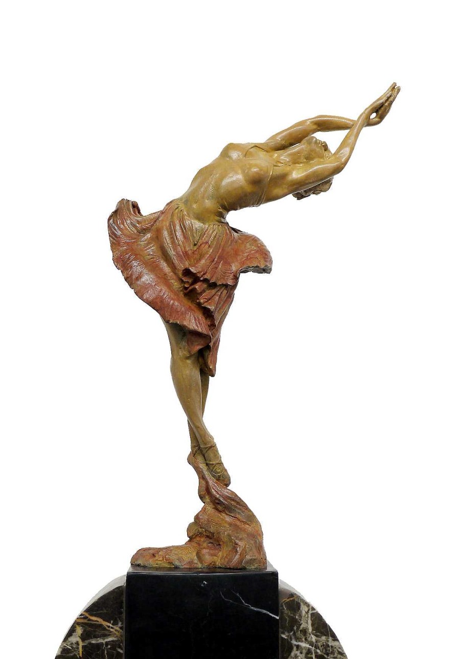 Kunst & Ambiente Farbige Art Deco Bronze - Tanzerin / Ballerina - Signiert Hot