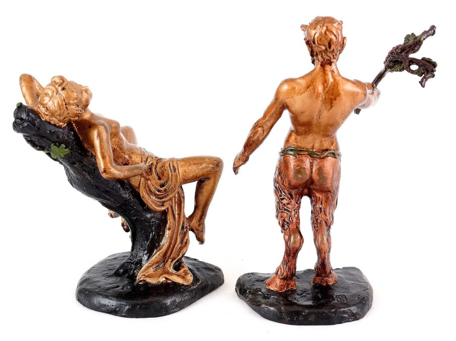 Kunst & Ambiente Erotische Wiener Bronze - Liebestoller Faun / Satyr - 2 Tlg. - 100 % Bronze Online