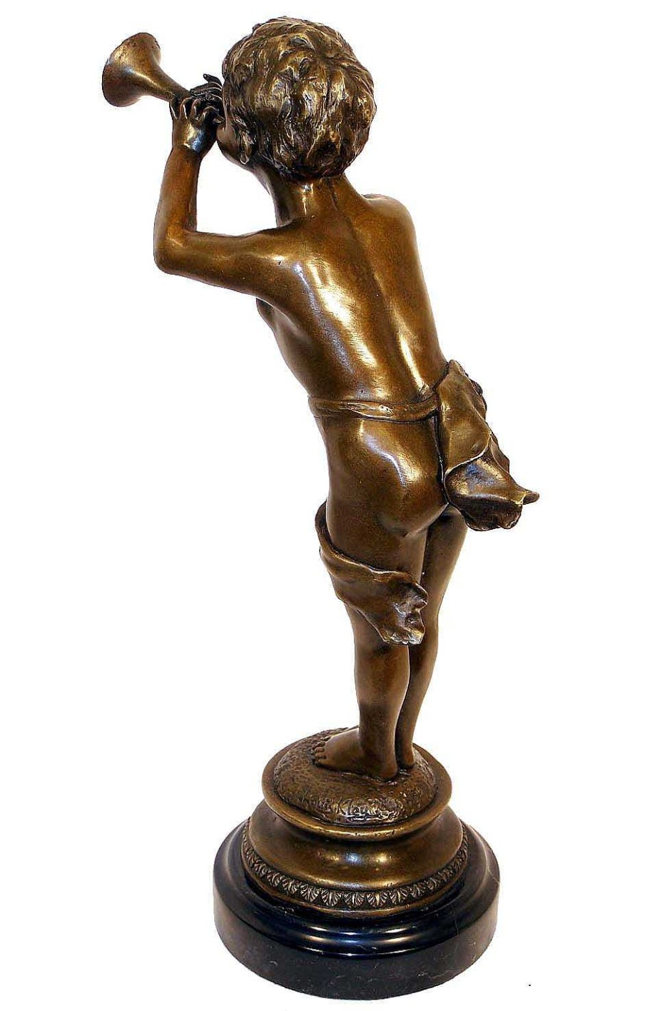 Louis Kley Jugendstil Bronzefigur - Trompeter Junge - Louis Kley New