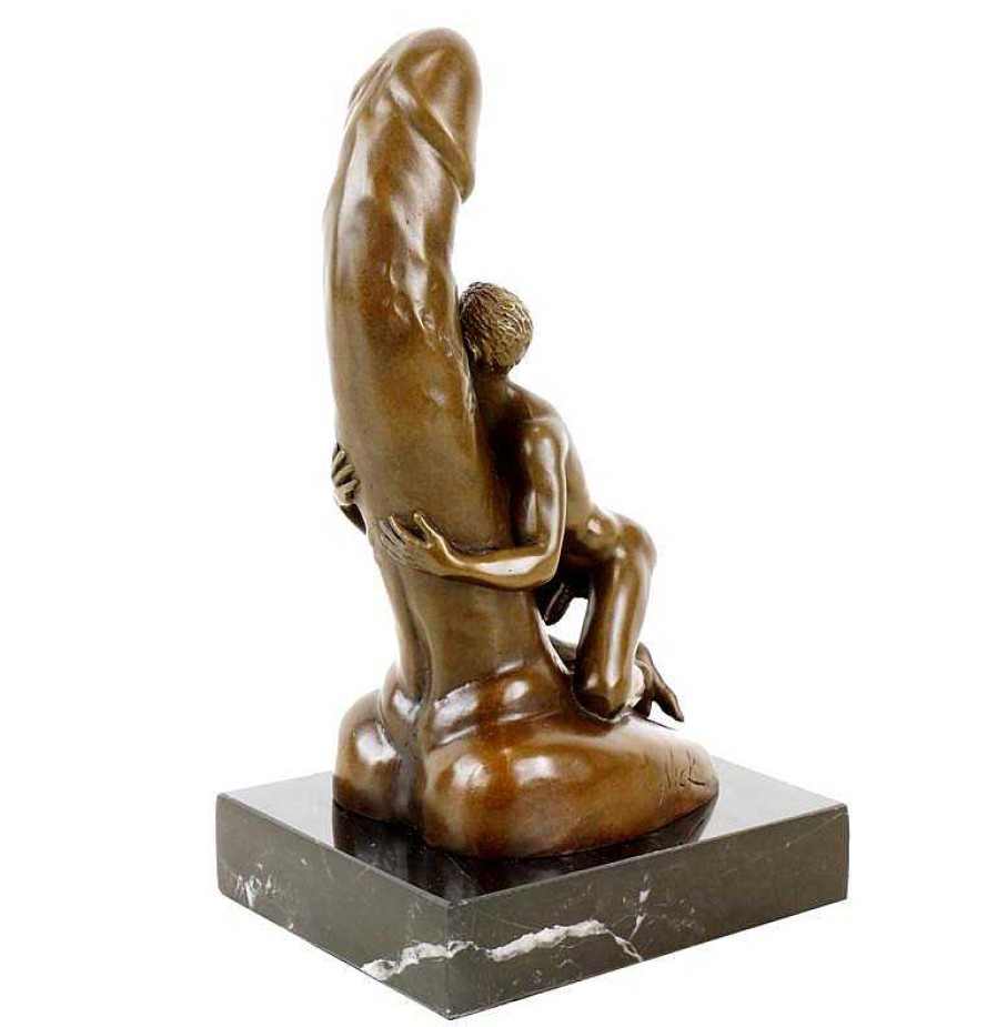 Kunst & Ambiente Mann Am Riesenphallus - Erotik Bronze - Signiert M. Nick - Gaybronze Best