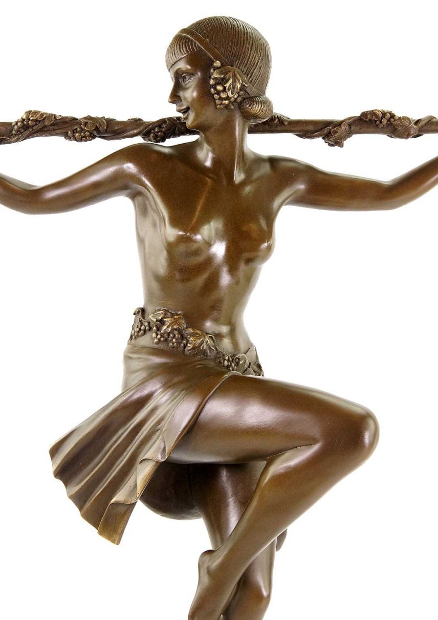 Kunst & Ambiente Art Deco Bronze Statue - Bacchantische Tanzerin Mit Thyrsosstab Online