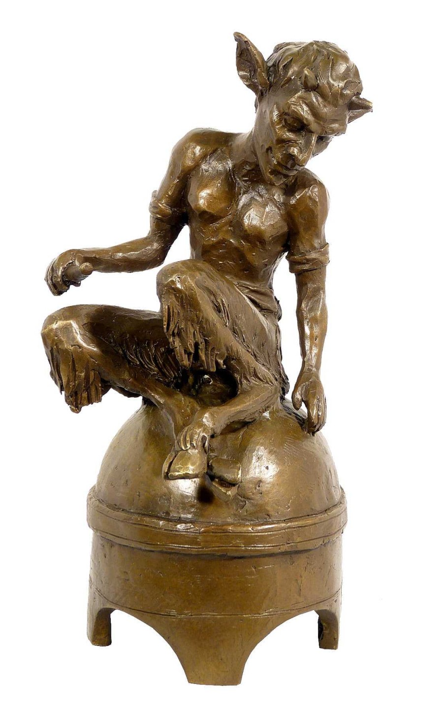 Miguel Fernando Lopez (Milo) Jugendstil Bronzefigur Faun / Satyr Auf Kuppel Signiert Milo Hot