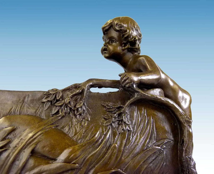 Miguel Fernando Lopez (Milo) Prachtvolle Bronze Jugendstil Zierschale Mit Putten - Signiert Milo Best