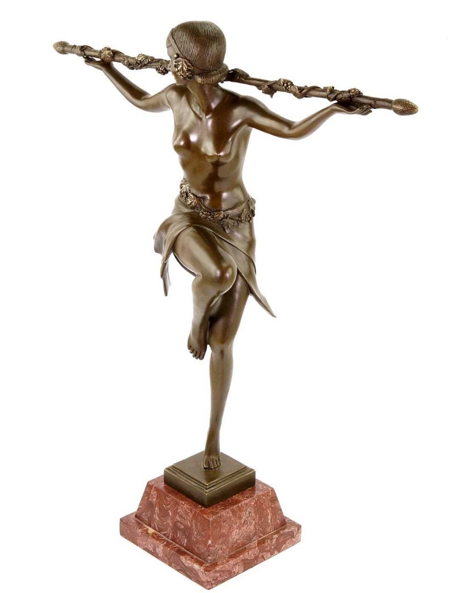 Kunst & Ambiente Art Deco Bronze Statue - Bacchantische Tanzerin Mit Thyrsosstab Online