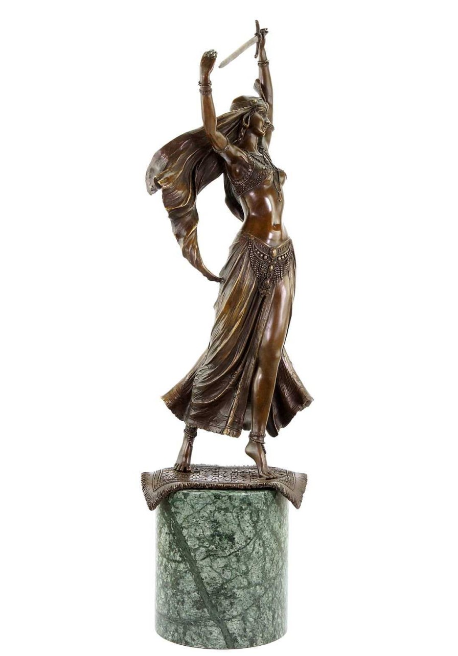 Kunst & Ambiente Art Deco Statue - Orientalische Schwerttanzerin - Signiert Preiss New