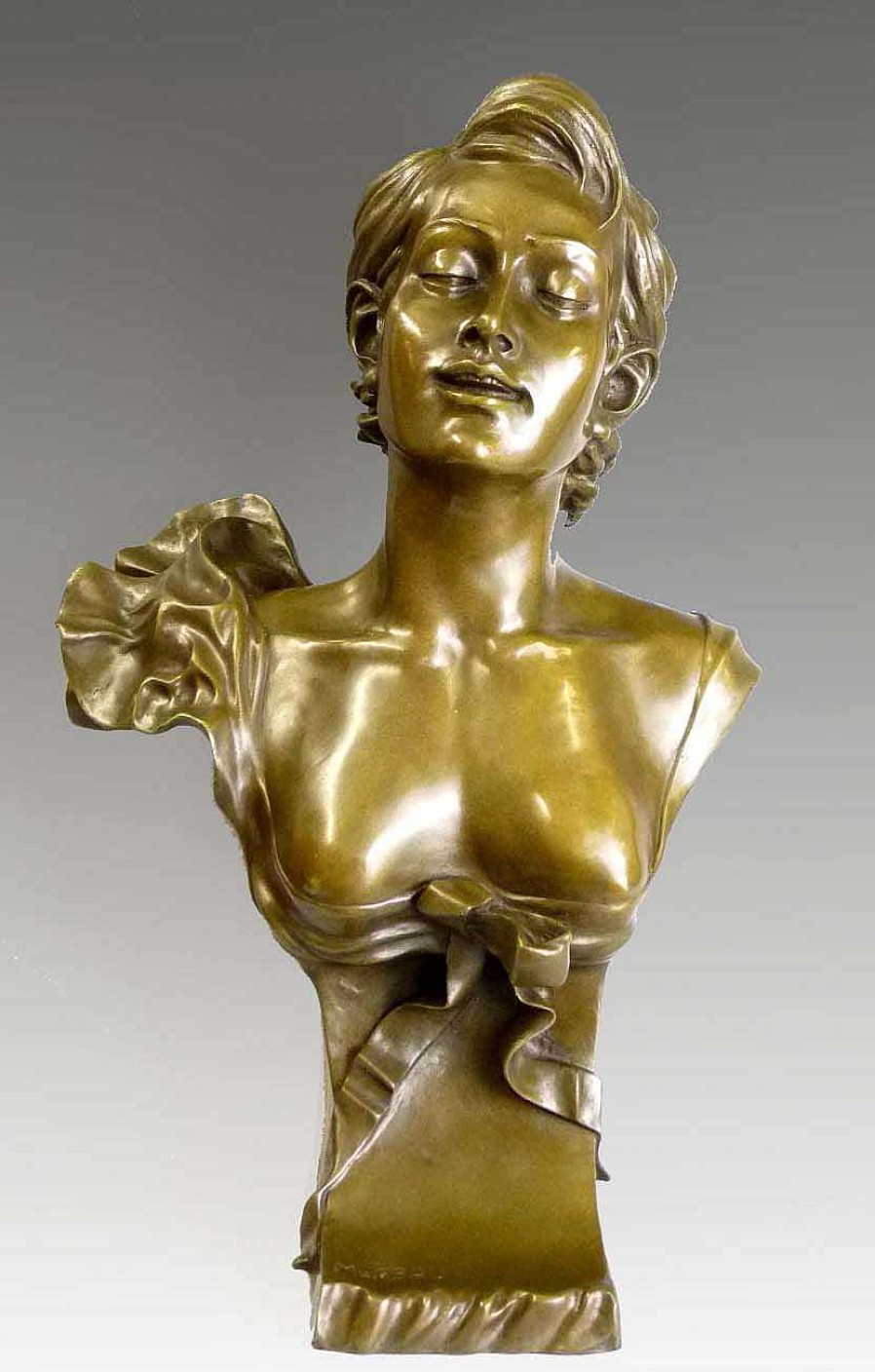 Auguste Moreau Grose Jugendstil Bronzebuste - Junge Frau - Auguste Moreau Best