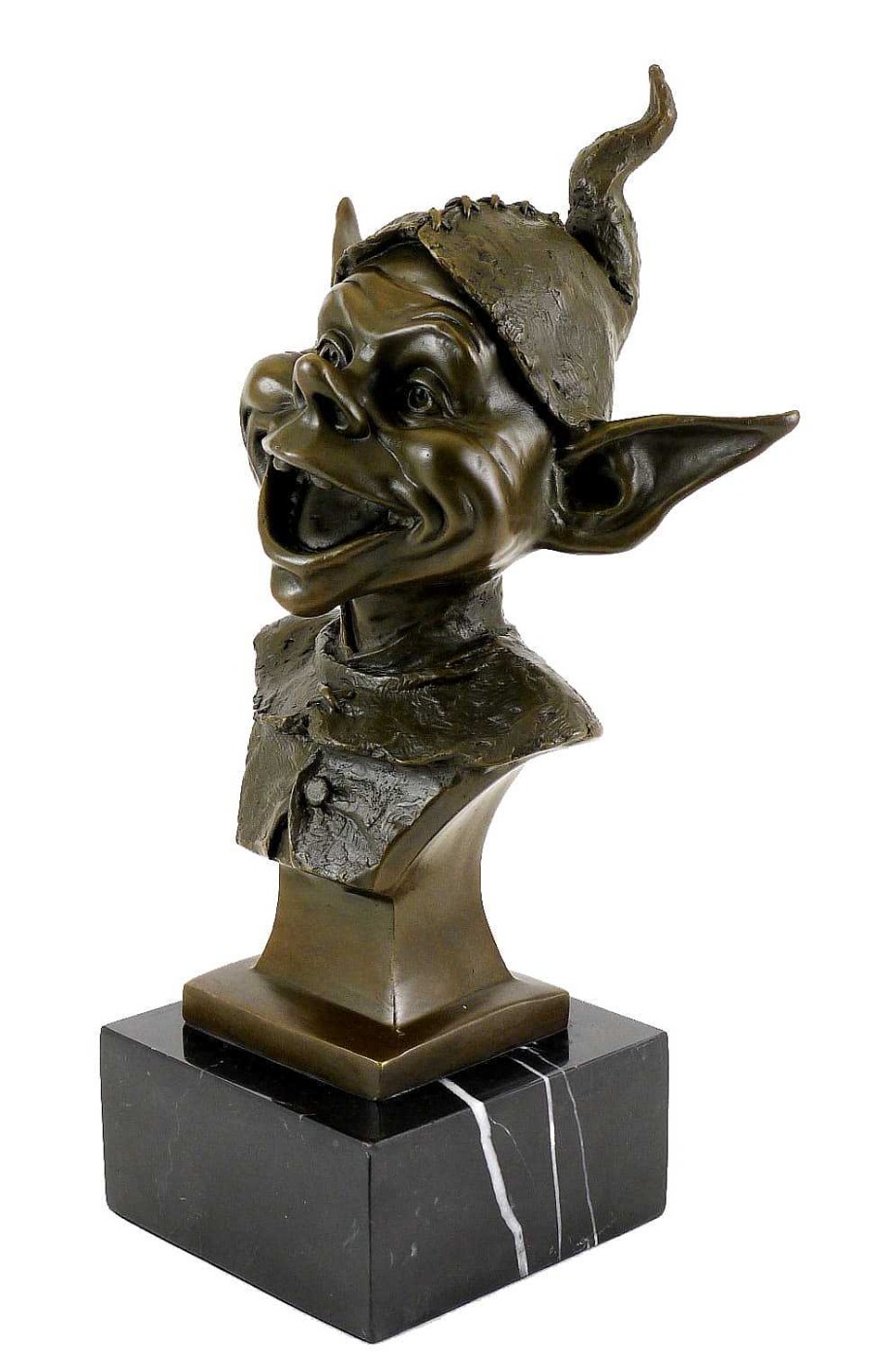 Kunst & Ambiente Bronzekopf Eines Kobold / Goblin / Gnom - Signiert Juno Online