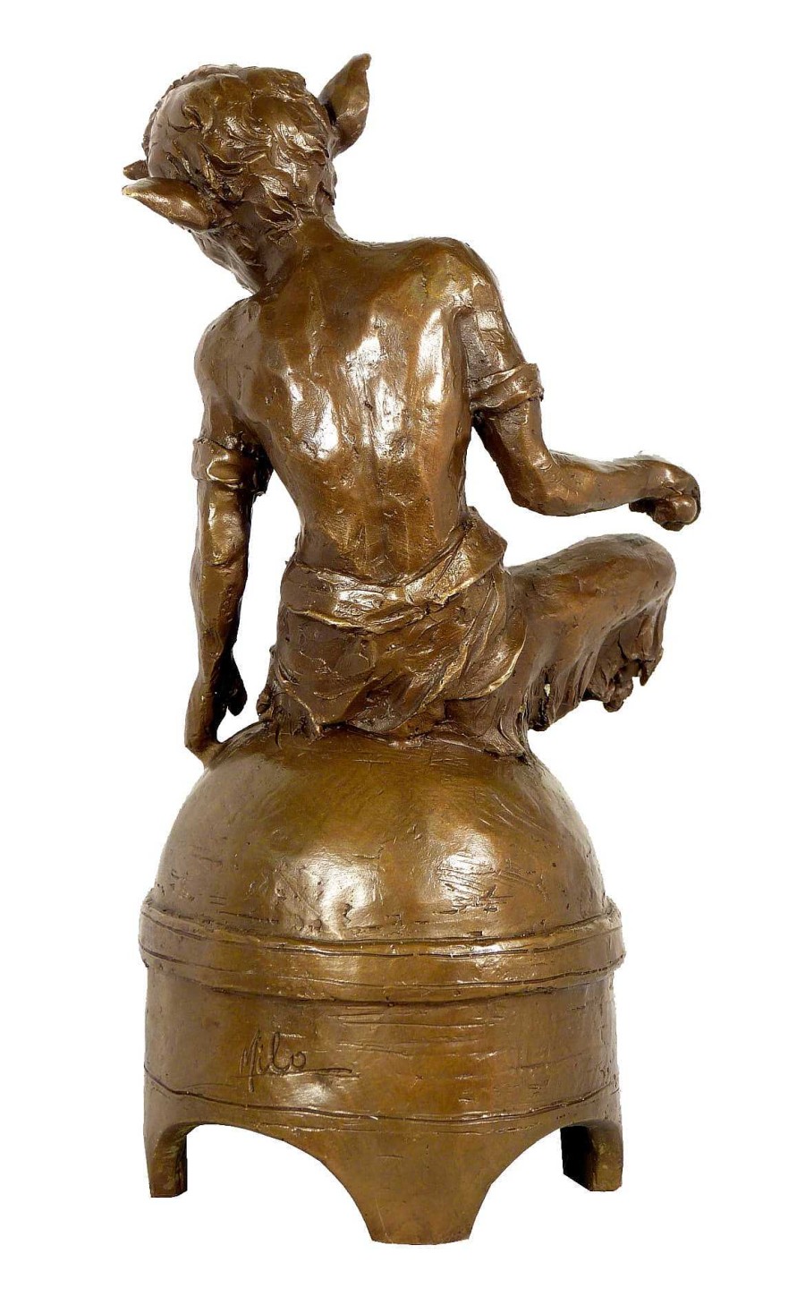 Miguel Fernando Lopez (Milo) Jugendstil Bronzefigur Faun / Satyr Auf Kuppel Signiert Milo Hot