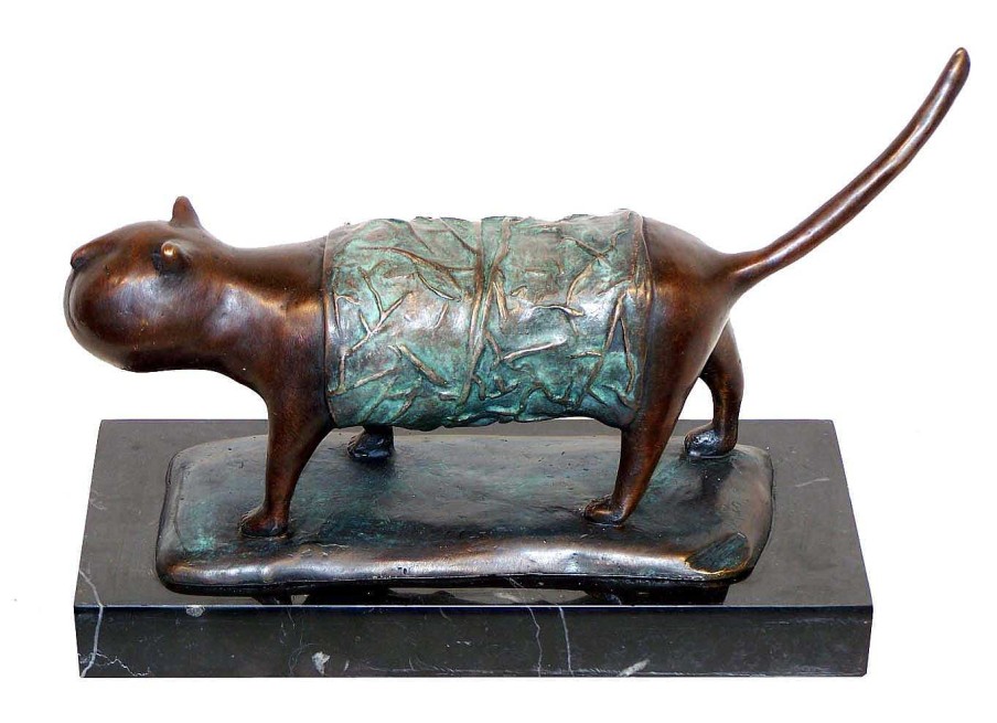 Miguel Fernando Lopez (Milo) Modern Art Bronzefigur - Xxl Katze Auf Marmor - Signiert Milo Clearance