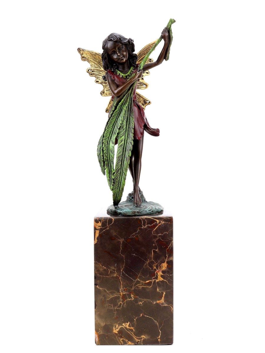 Miguel Fernando Lopez (Milo) Elfen Figur Aus Bronze - Elfe Mit Farnblatt - Jugendstil - Sign. Milo New