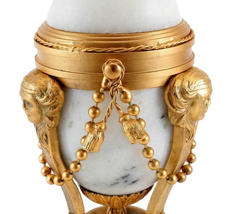 Kunst & Ambiente Faberge Ei - Aus Weisem Marmor / Und Bronze Applikation Mit Blattgold - Peter Faberge Online