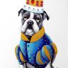 Martin Klein Bulldog King Witziges Hundebild Martin Klein Tiergemalde - Bulldogge New