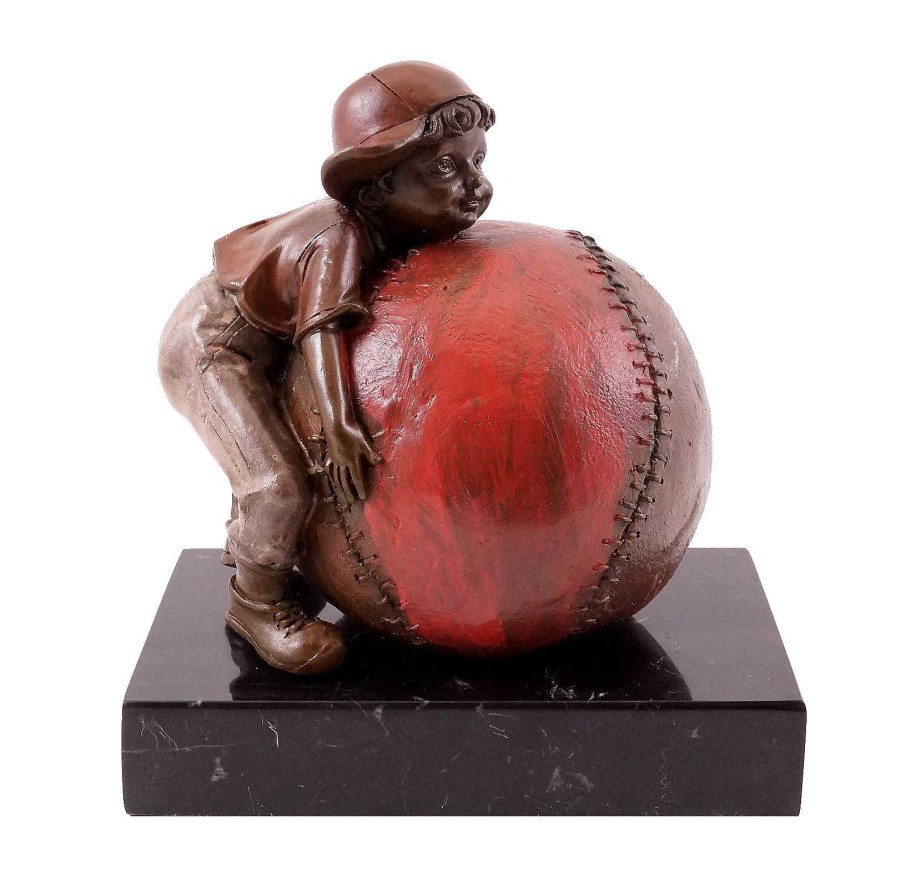 Martin Klein Bronzestatuette - Junge Mit Baseball - Sign. Martin Klein New