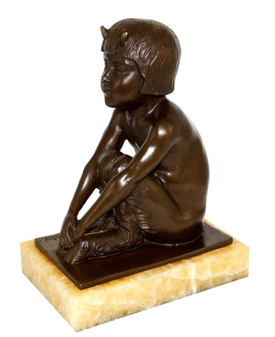 Kunst & Ambiente Art Deco Skulptur - Un Faune Assis (1930) - Satyr / Faun - Paul Silvestre Clearance