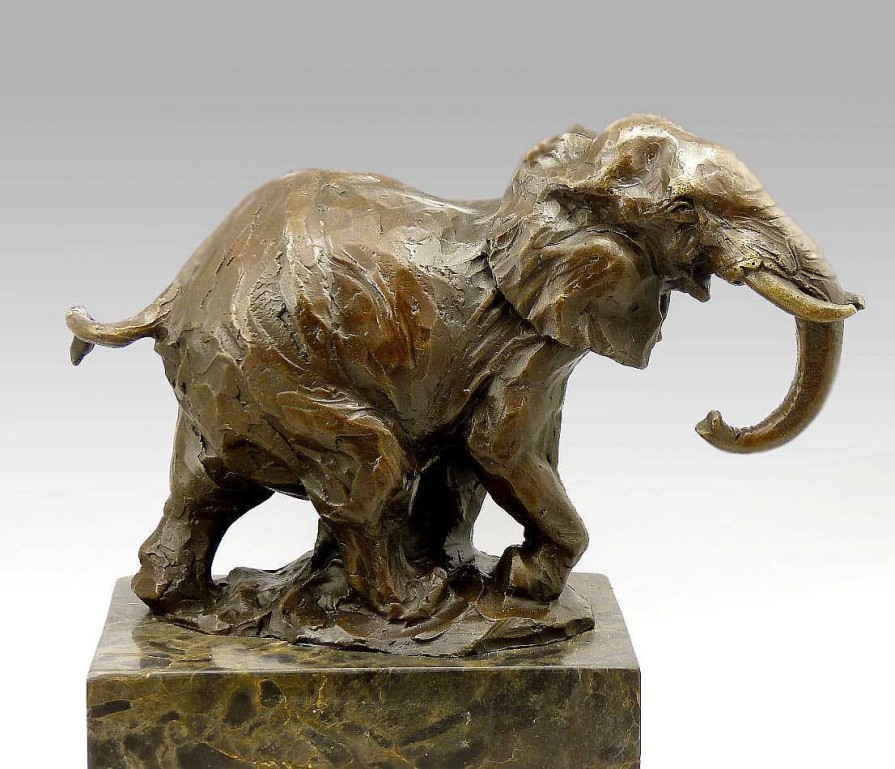 Miguel Fernando Lopez (Milo) Abstrakter Bronze Elefant Auf Marmorsockel Signiert Milo Best