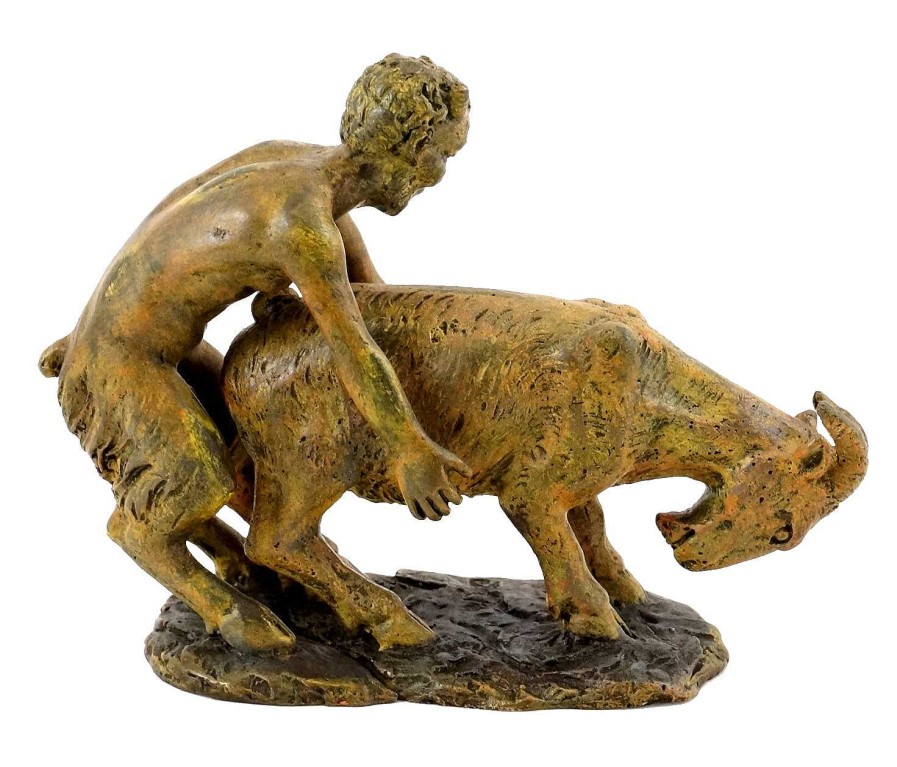 Franz Bergmann Faun Mit Ziege - Wiener Bronze - Bergmann-Stempel, 2-Teilig Online