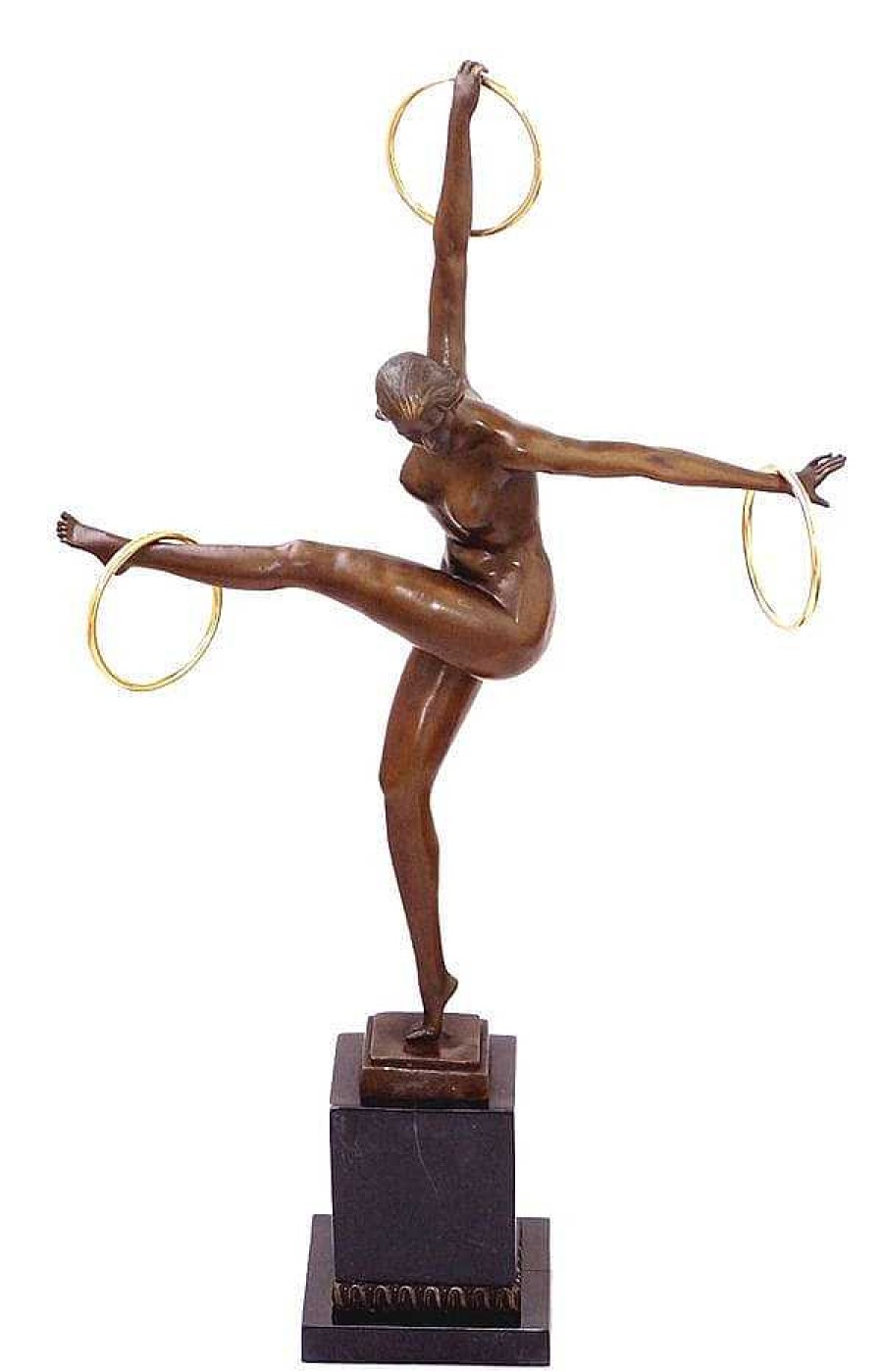 Kunst & Ambiente Art Deco Bronzefigur - Tanzerin Mit 3 Ringen - Signiert Duvernet Online