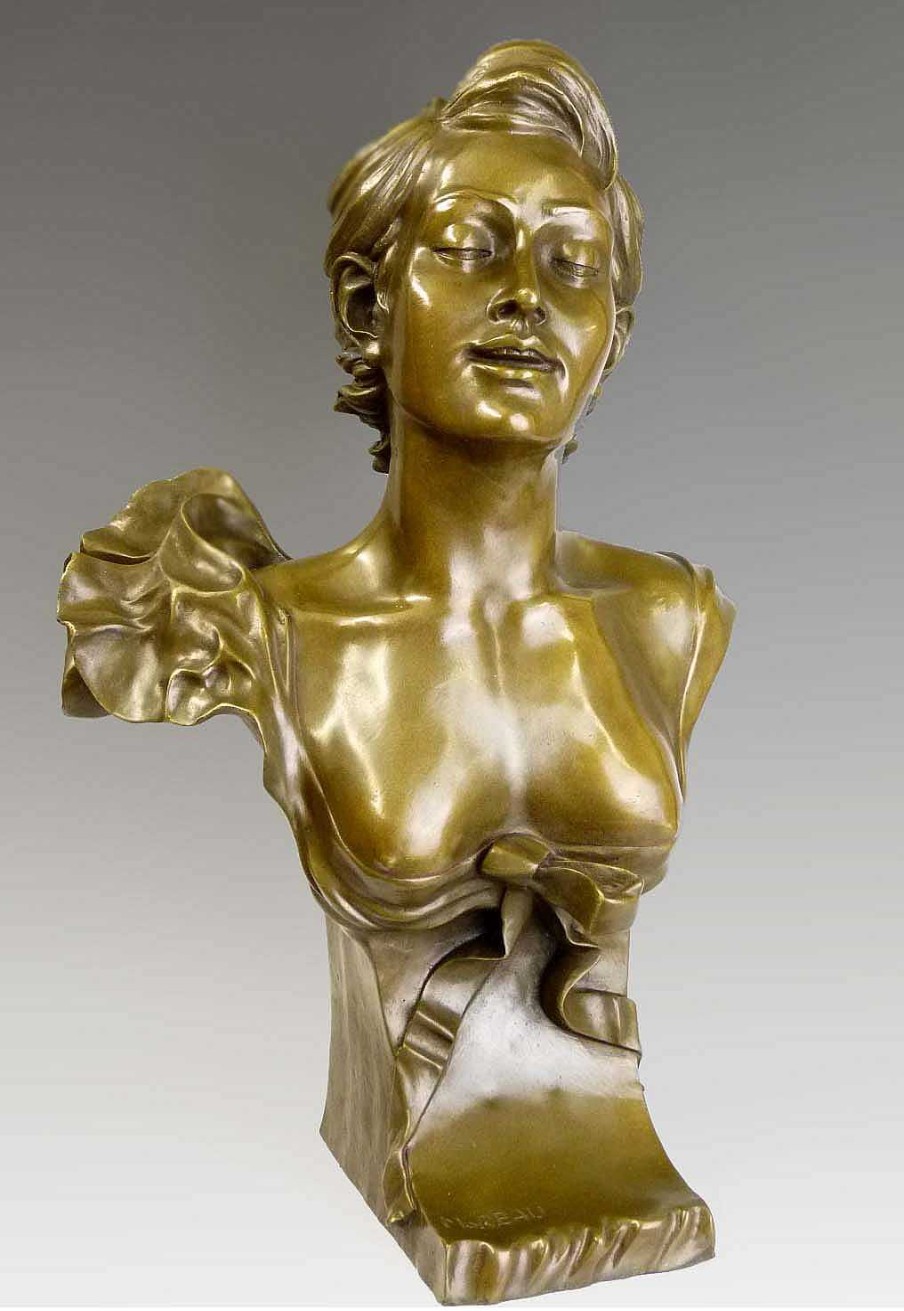 Auguste Moreau Grose Jugendstil Bronzebuste - Junge Frau - Auguste Moreau Best