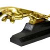 Kunst & Ambiente Xxl Jaguar Kuhlerfigur In Bronze - Der Leaper - Auf Marmorsockel Clearance