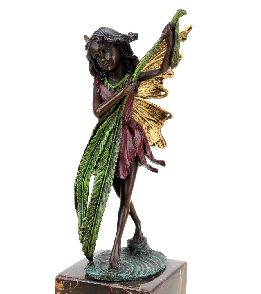 Miguel Fernando Lopez (Milo) Elfen Figur Aus Bronze - Elfe Mit Farnblatt - Jugendstil - Sign. Milo New