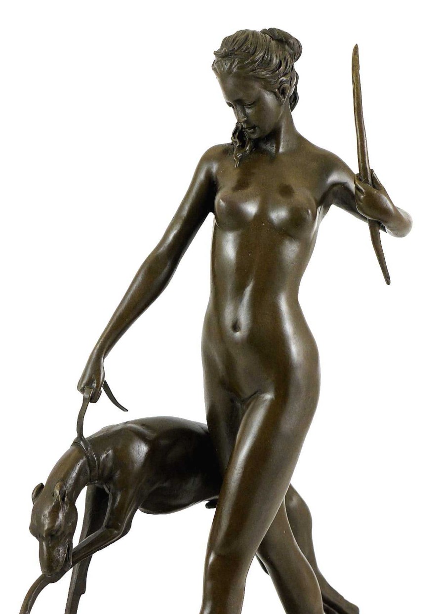 Edward Francis McCartan Bronzeskulptur - Diana Mit Hund - Sign. Edward Mccartan Best