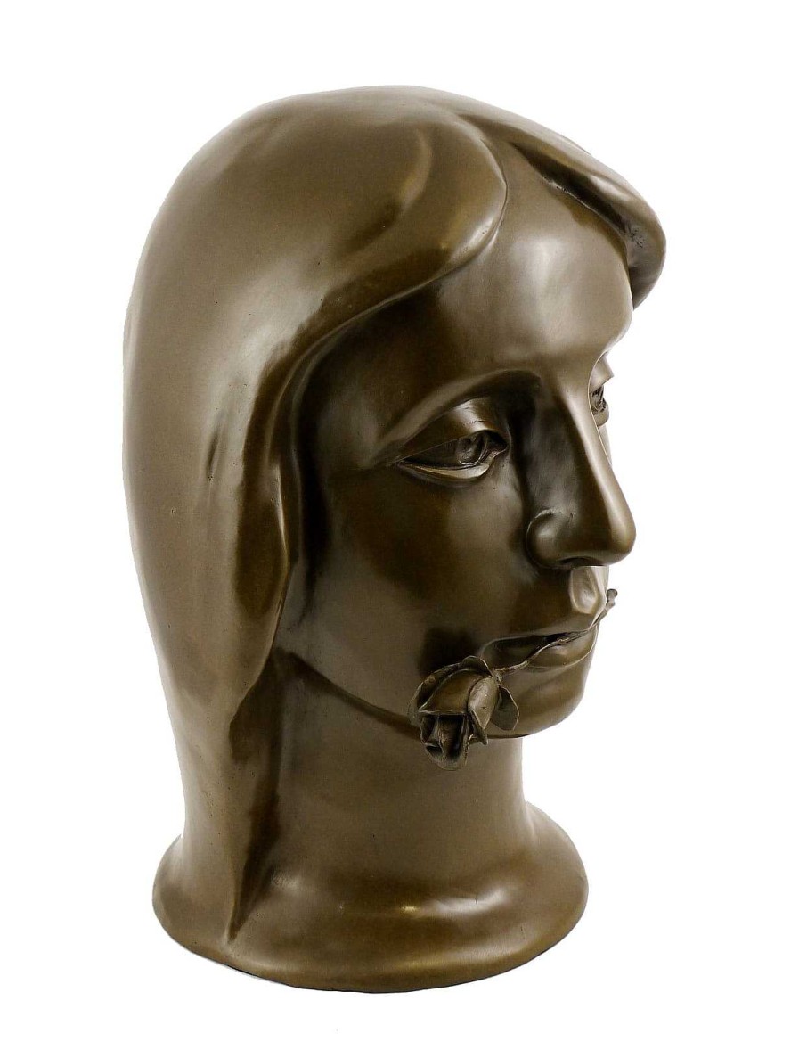 Otto Gutfreund Bronzekopf - Girl With Rose (1924) - Sign. Otto Gutfreund Hot