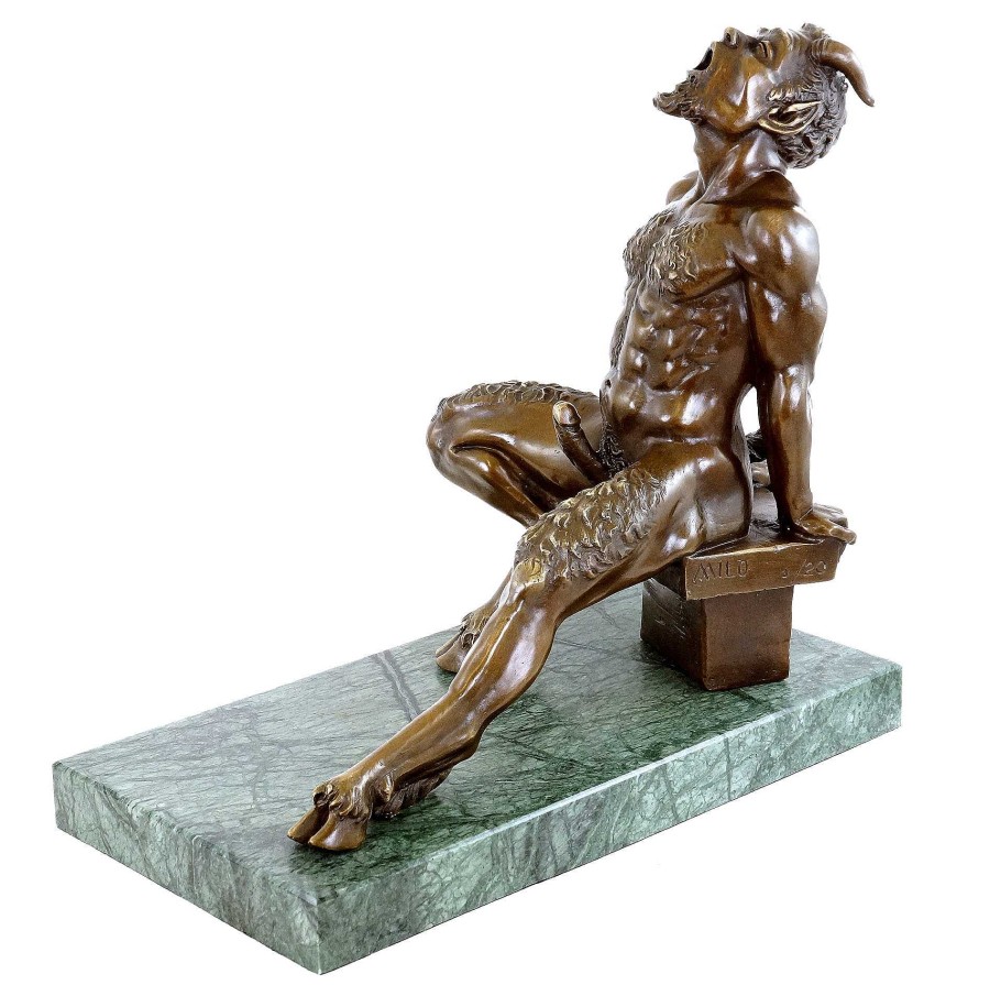 Miguel Fernando Lopez (Milo) Lusterner Faun - Erotische Bronzefigur Auf Marmor - Signiert Milo New