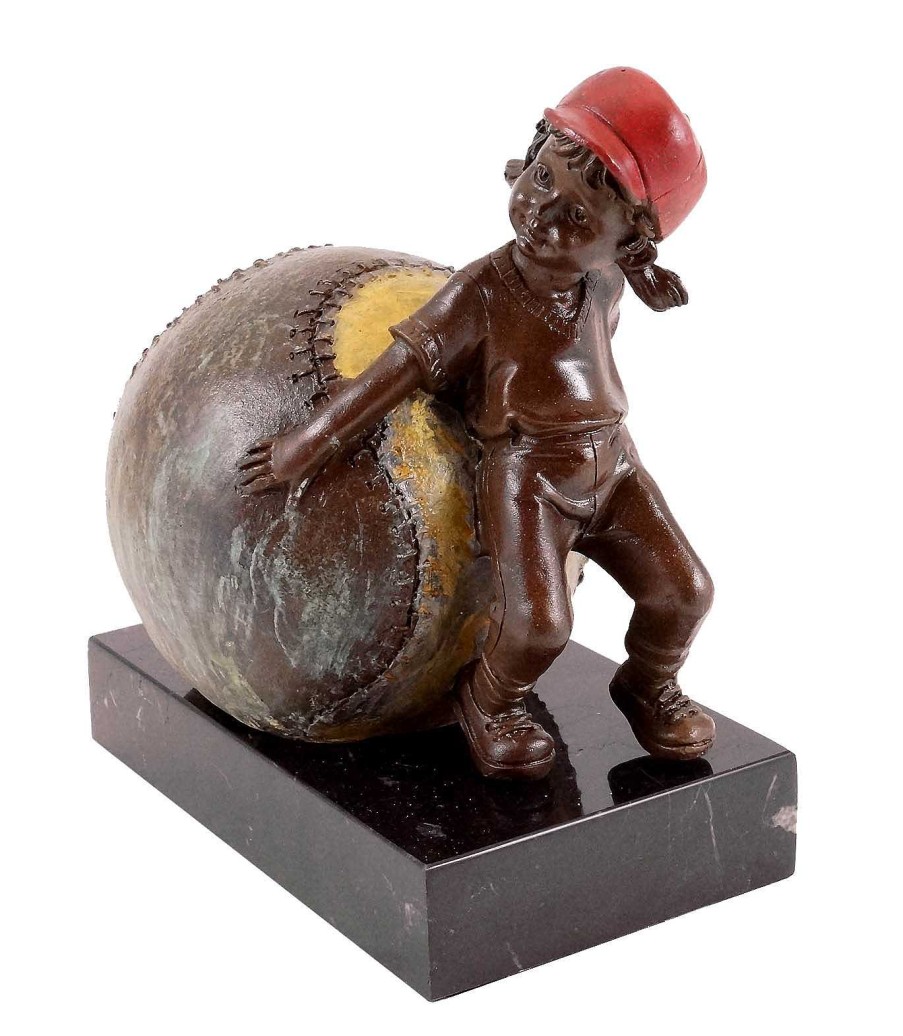 Martin Klein Bronzefigur - Madchen Mit Baseball - Sign. Martin Klein Best