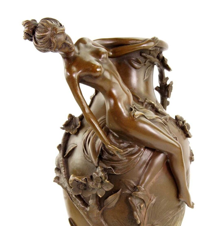 Auguste Moreau Jugendstil Vase Aus Bronze - Signiert Moreau - Erotik Akt Hot