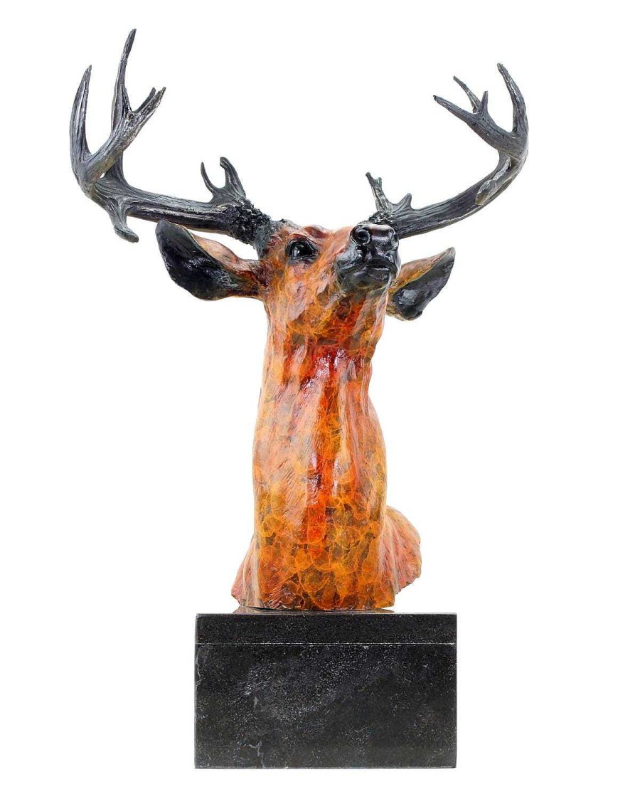 Kunst & Ambiente Grose Hirsch Buste - Bronzefigur Auf Marmor - Signiert Bonheur Clearance