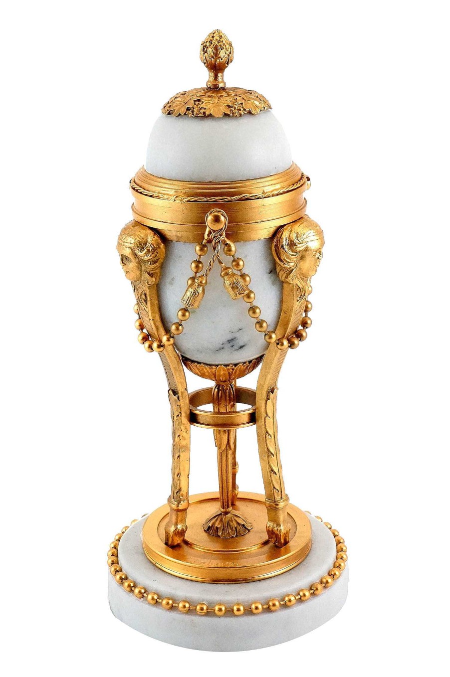 Kunst & Ambiente Faberge Ei - Aus Weisem Marmor / Und Bronze Applikation Mit Blattgold - Peter Faberge Online