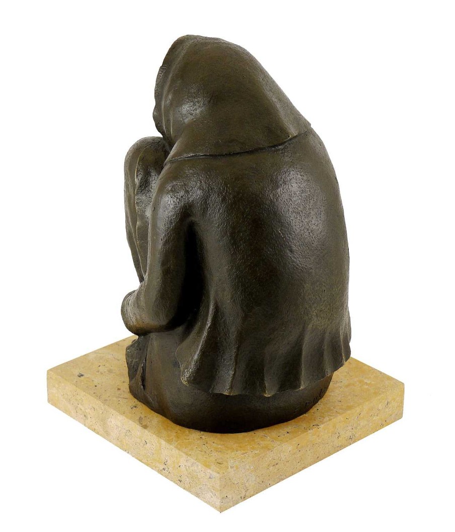 Ernst Heinrich Barlach Moderne Bronzefigur - Frierende Alte (1937) - Ernst Barlach New