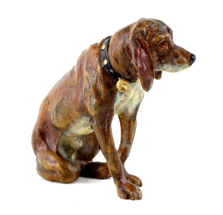 Franz Bergmann Wiener Bronze Hund - Sitzender Jagdhund - Hundeskulptur - Gest. Bergmann Clearance