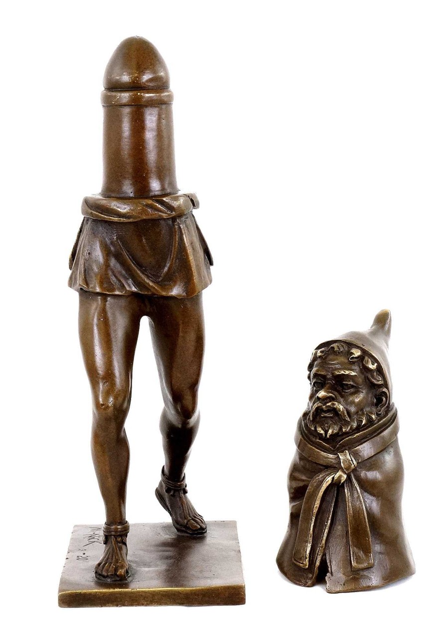 Kunst & Ambiente Fruchtbarkeitsgott Priapus - Zweiteilige Erotische Bronzefigur - Signiert Online