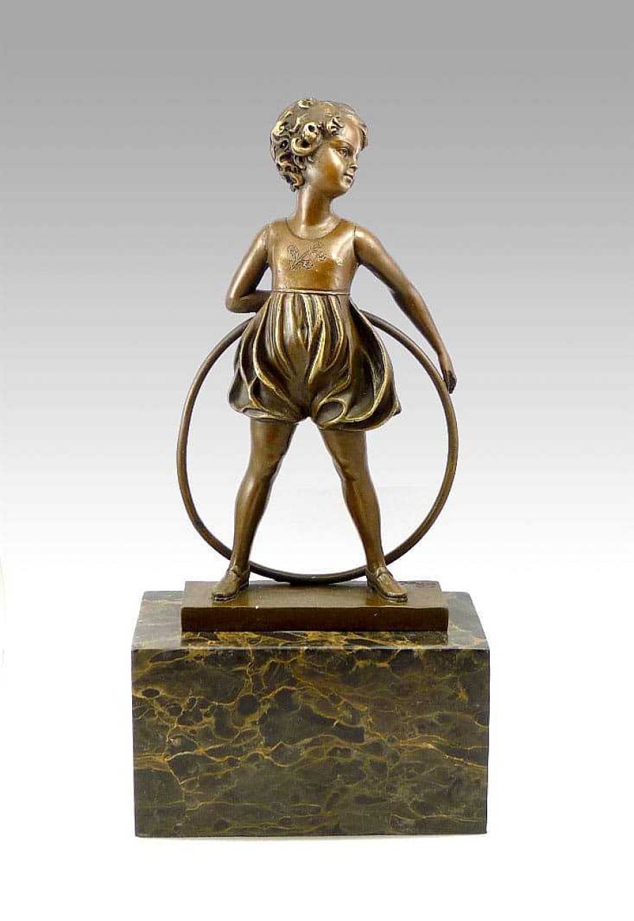 Johann Philipp Ferdinand Preiss Bronzefigur - Hula Hoop Madchen - Signiert Ferdinand Preiss New