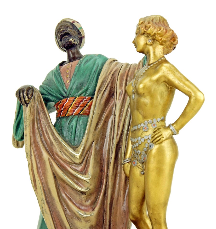 Franz Bergmann Wiener Bronze Figur - Sklavenhandler Mit Nackter Sklavin - Bergmann Hot