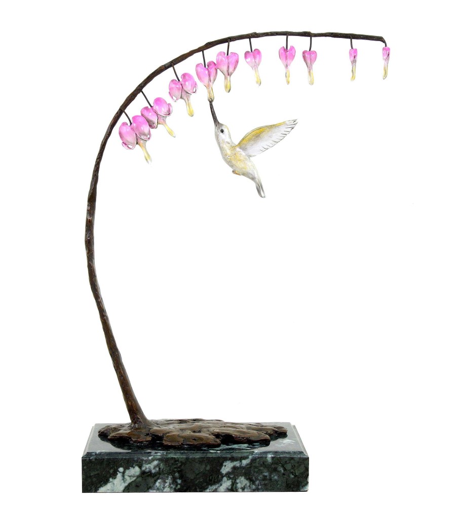 Martin Klein Vogelbronze Kolibri An Knospe - Limitierte Bronzeskulptur Von Martin Klein Online