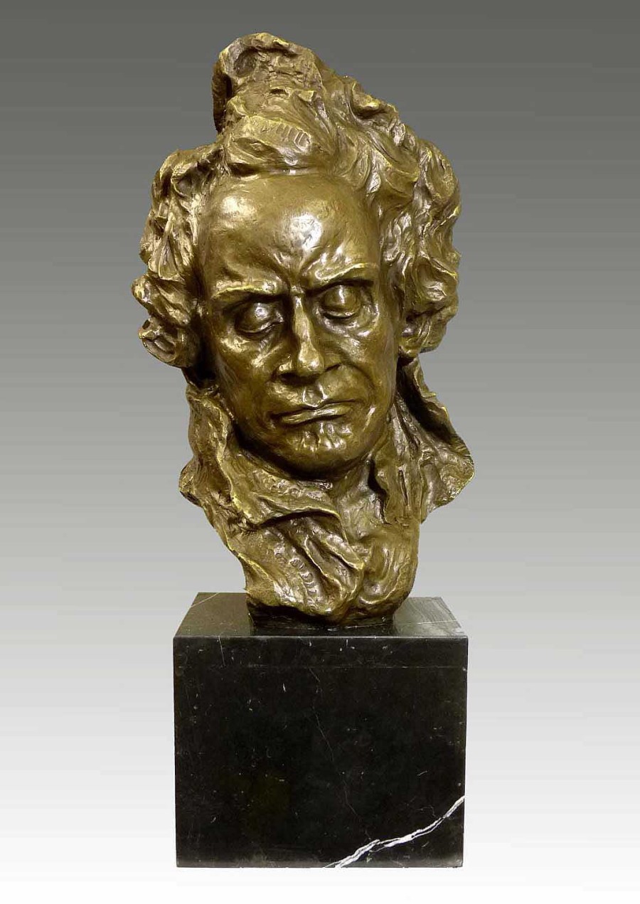 Alfredo Pina Riesige Bronzeskulptur - Beethoven Bronze Buste - Von Alfredo Pina New