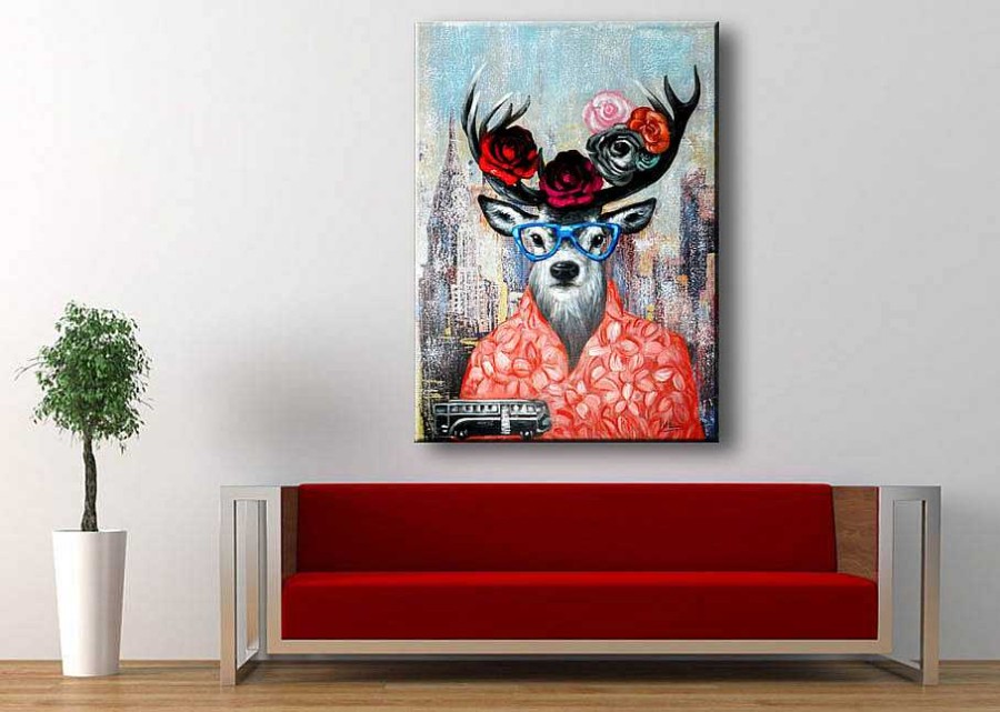 Martin Klein Urban Hipster Deer Witziges Tierbild Martin Klein Modernes Gemalde New